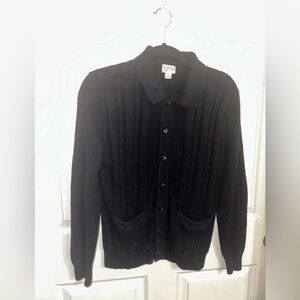 J. Crew women’s Black cotton Cable Knit button front Sweater cardigan S preppy